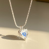 Blue love necklace for women, high-end girl, sweet niche design, hip-hop stacked ins fashion clavicle chain