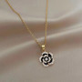 Design niche black camellia necklace women's clavicle chain 2022 new ins simple temperament necklace summer