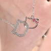Double KT cat necklace interlocking cute girl cartoon shiny sweet hellokitty Hello Kitty clavicle chain