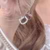 Double KT cat necklace interlocking cute girl cartoon shiny sweet hellokitty Hello Kitty clavicle chain