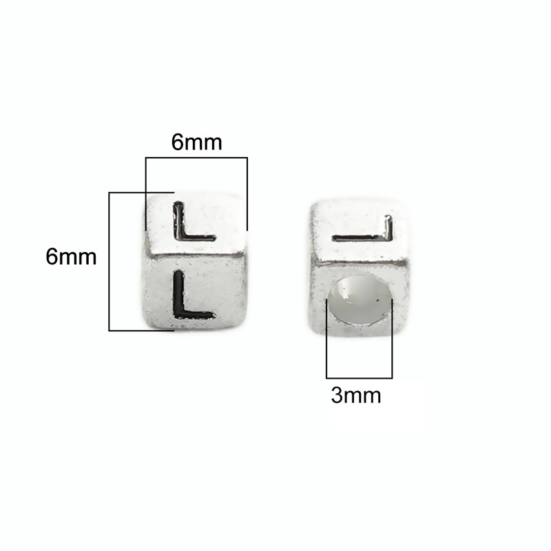 Ancient silver square acrylic English letter beads loose beads DIY handmade beaded bracelet necklace decoration accessories