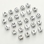 Ancient silver square acrylic English letter beads loose beads DIY handmade beaded bracelet necklace decoration accessories