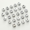 Ancient silver square acrylic English letter beads loose beads DIY handmade beaded bracelet necklace decoration accessories