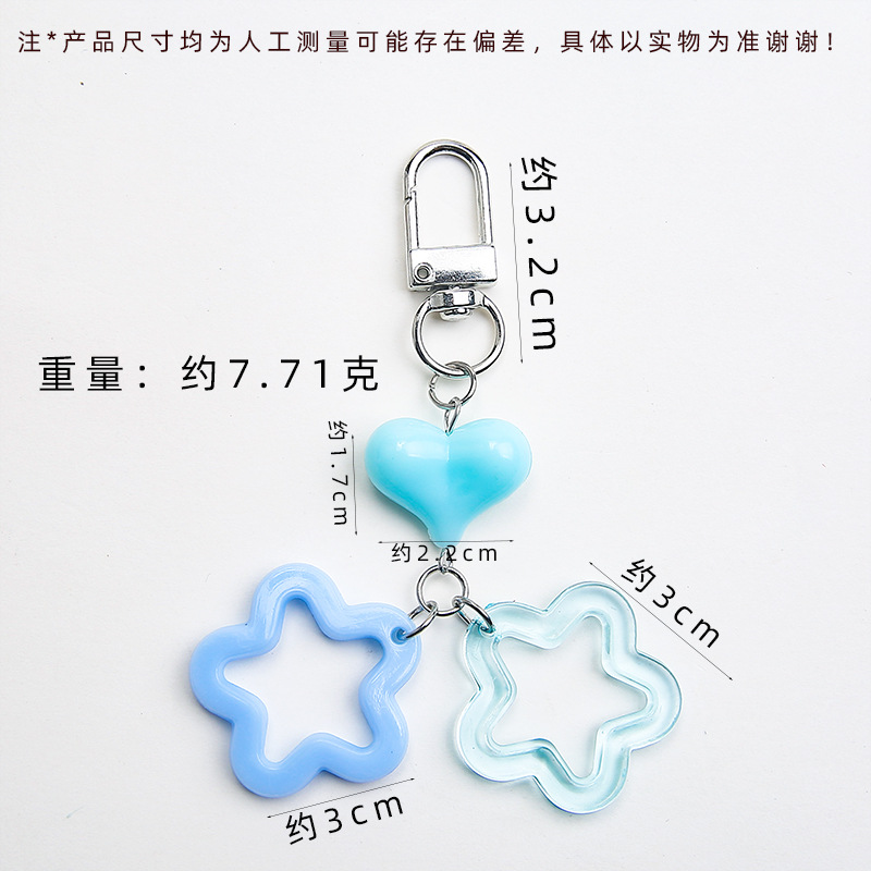 New hollow five-pointed star keychain pendant candy-colored resin love accessories handmade diy small gift decoration