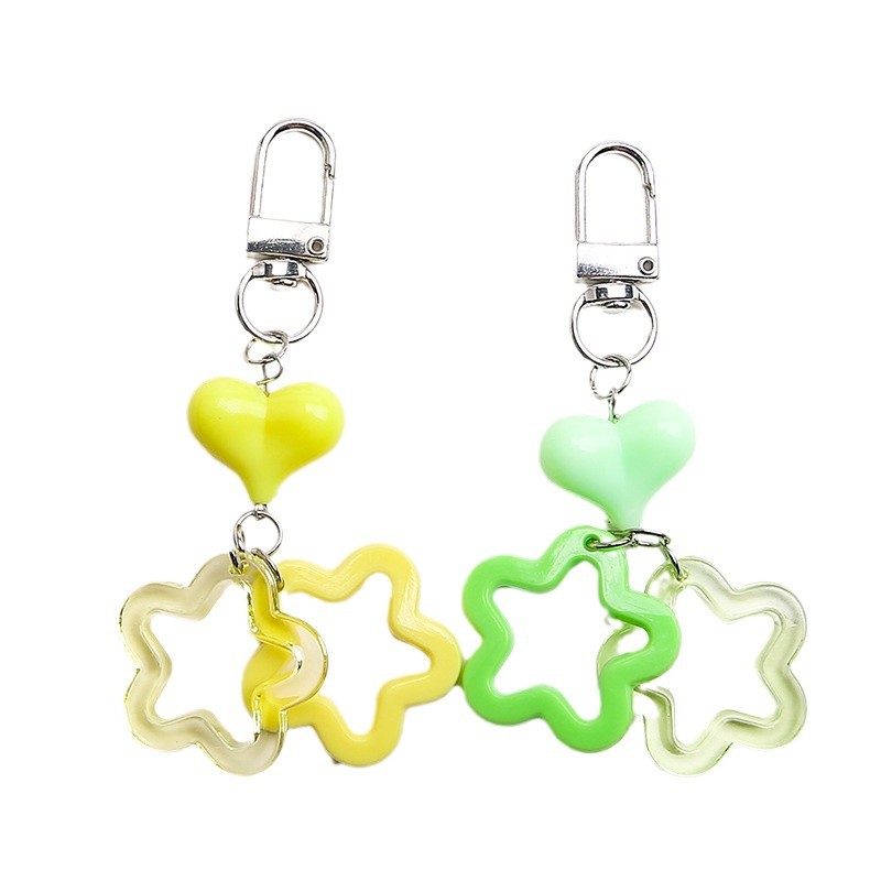 New hollow five-pointed star keychain pendant candy-colored resin love accessories handmade diy small gift decoration