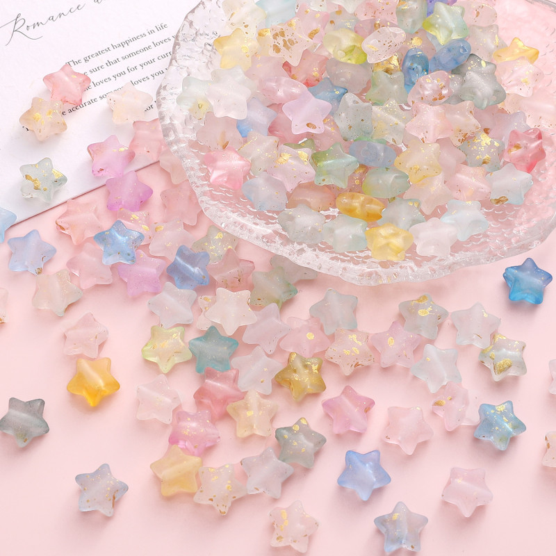 Frosted gold star acrylic five-pointed star beads diy handmade accessories beaded bracelet jewelry material