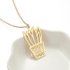 INS simple light luxury style stainless steel small fresh plant cactus potted sweater necklace autumn and winter clavicle chain