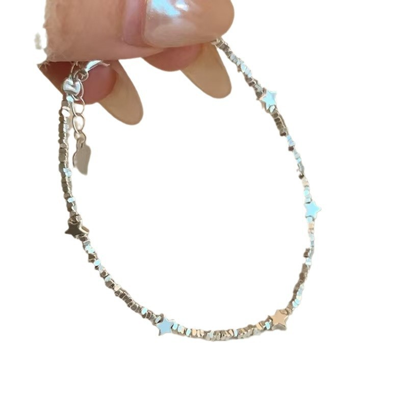 Niche high-end temperament trendy personality fashion broken silver star bracelet unique design exquisite hand jewelry for women