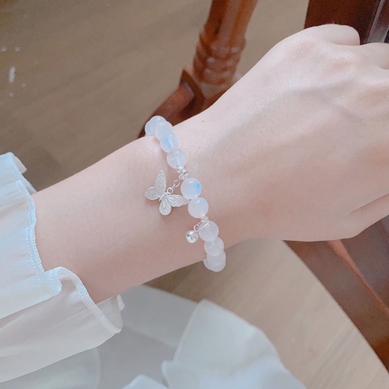 Cool White Moonlight Dream Butterfly Bracelet Female Niche Simple Bell Bracelet Best Friend Sweet and Versatile Student Hand Jewelry Trend