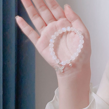 Cool White Moonlight Dream Butterfly Bracelet Female Niche Simple Bell Bracelet Best Friend Sweet and Versatile Student Hand Jewelry Trend