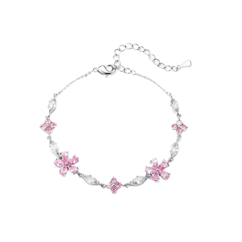 Pink cherry blossom bracelet for women ins niche light luxury temperament high-end cool feeling bestie jewelry trend