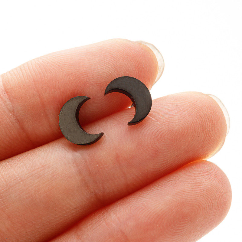 ins sweet niche simple geometric crescent moon earrings mini stainless steel small earrings simple jewelry wholesale