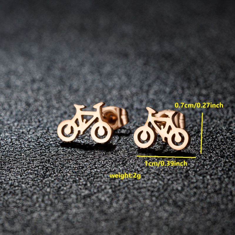 Stainless steel earrings for women Korean fashion cute mini bicycle earrings simple bicycle earrings wholesale