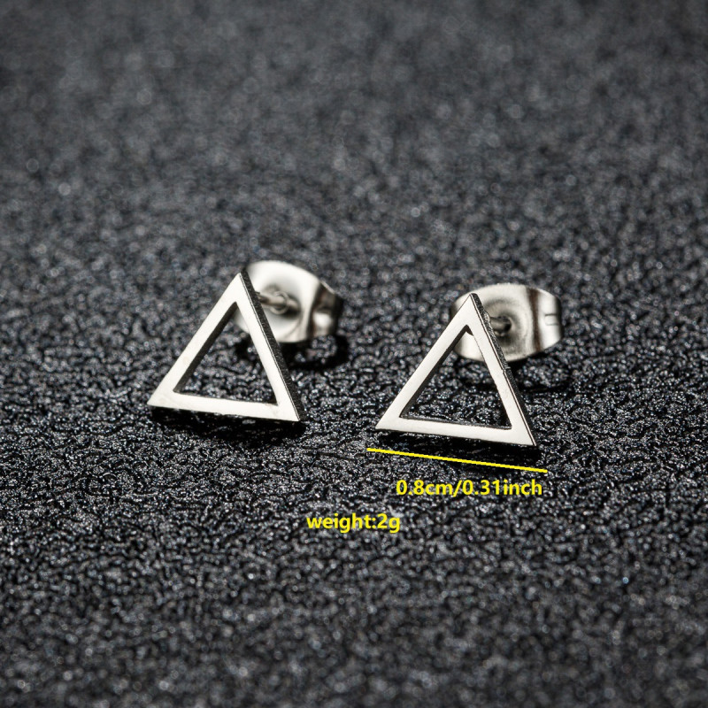 Cross-border stainless steel cut geometric triangle earrings for men and women simple niche light luxury earrings wholesale