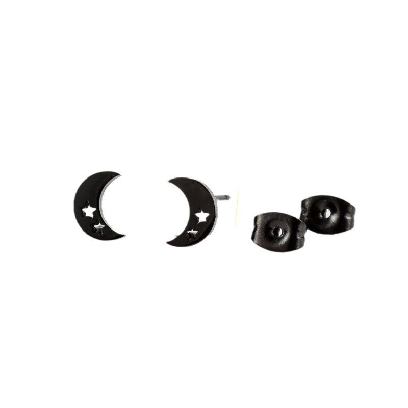 Korean style fashion star and moon earrings ins mini simple stainless steel cutting earrings cross-border foreign trade jewelry wholesale