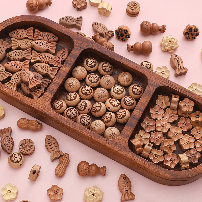 Guofeng Wenwan Gourd Ping'an Fu Wooden Beads Handmade DIY Hand Beads Pendant Mobile Phone Chain Material Loose Beads Accessories