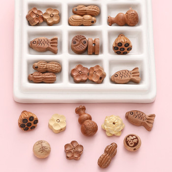 Guofeng Wenwan Gourd Ping'an Fu Wooden Beads Handmade DIY Hand Beads Pendant Mobile Phone Chain Material Loose Beads Accessories