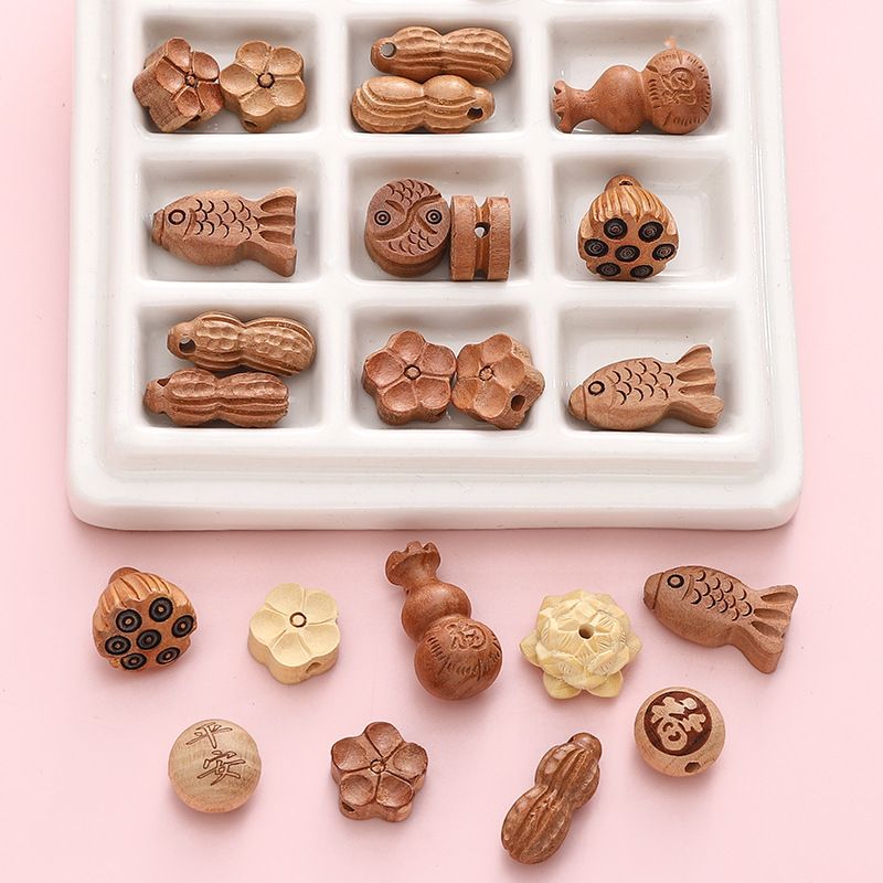 Guofeng Wenwan Gourd Ping'an Fu Wooden Beads Handmade DIY Hand Beads Pendant Mobile Phone Chain Material Loose Beads Accessories