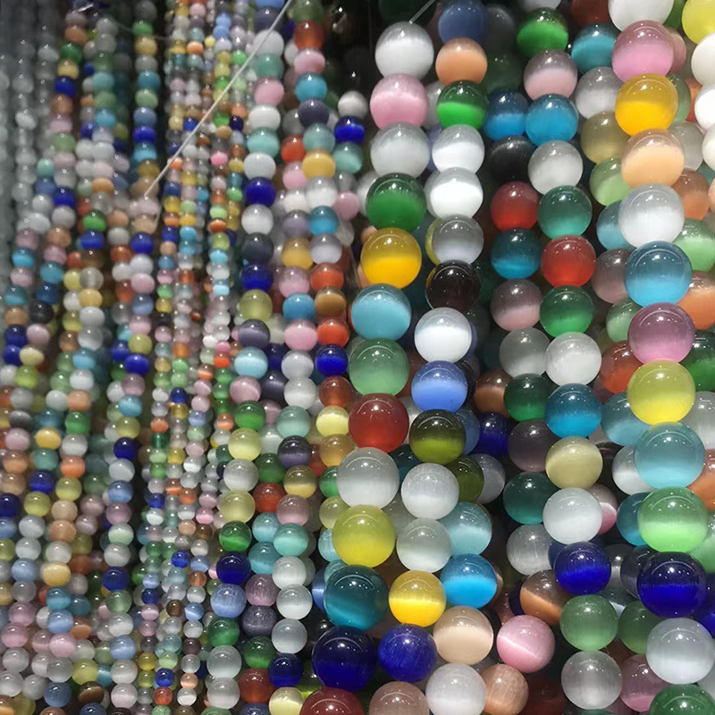 White cat's eye beads loose beads DIY jewelry accessories handmade bracelets cat's eye beads loose beads Buddha beads round beads