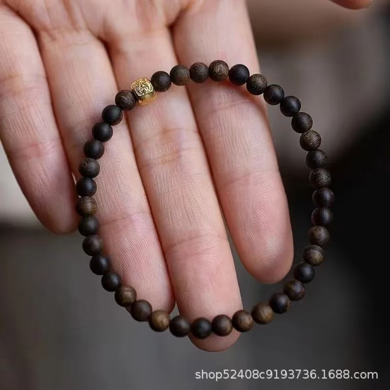 Natural Brunei old material agarwood beads millet men and women 4mm + original single circle toy bracelet bracelet couple