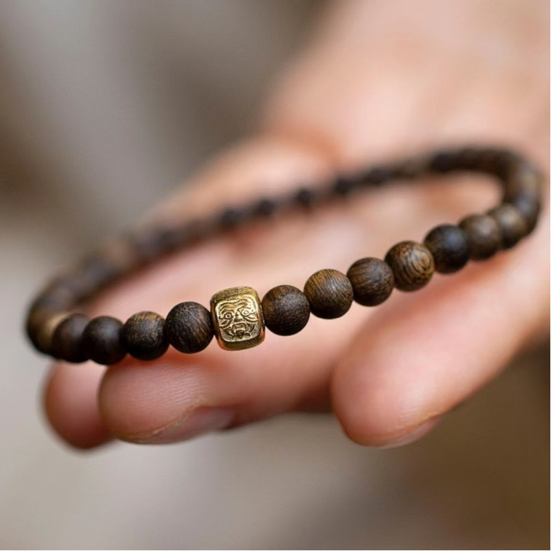Natural Brunei old material agarwood beads millet men and women 4mm + original single circle toy bracelet bracelet couple