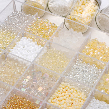 Beige glass beads, round beads, rice beads, DIY handmade beads, bracelets, necklaces, accessories