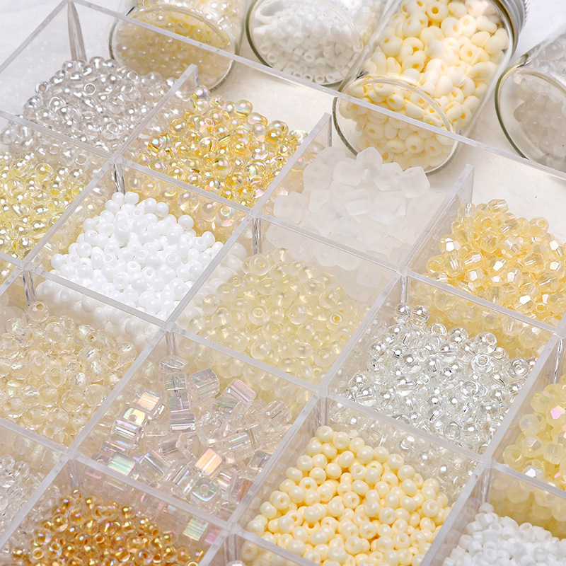 Beige glass beads, round beads, rice beads, DIY handmade beads, bracelets, necklaces, accessories