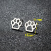 Stainless steel cutting fashionable personality bear paw footprints love hollow ear bone nails girls cute earrings foreign trade accessories