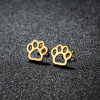 Stainless steel cutting fashionable personality bear paw footprints love hollow ear bone nails girls cute earrings foreign trade accessories