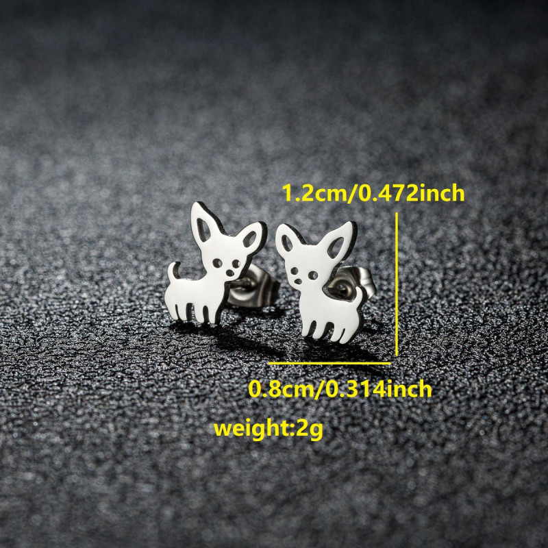 Cross-border cartoon cute little animal dog earrings ins fashion stainless steel simple piercing bone nails ready for sale wholesale