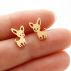 Cross-border cartoon cute little animal dog earrings ins fashion stainless steel simple piercing bone nails ready for sale wholesale
