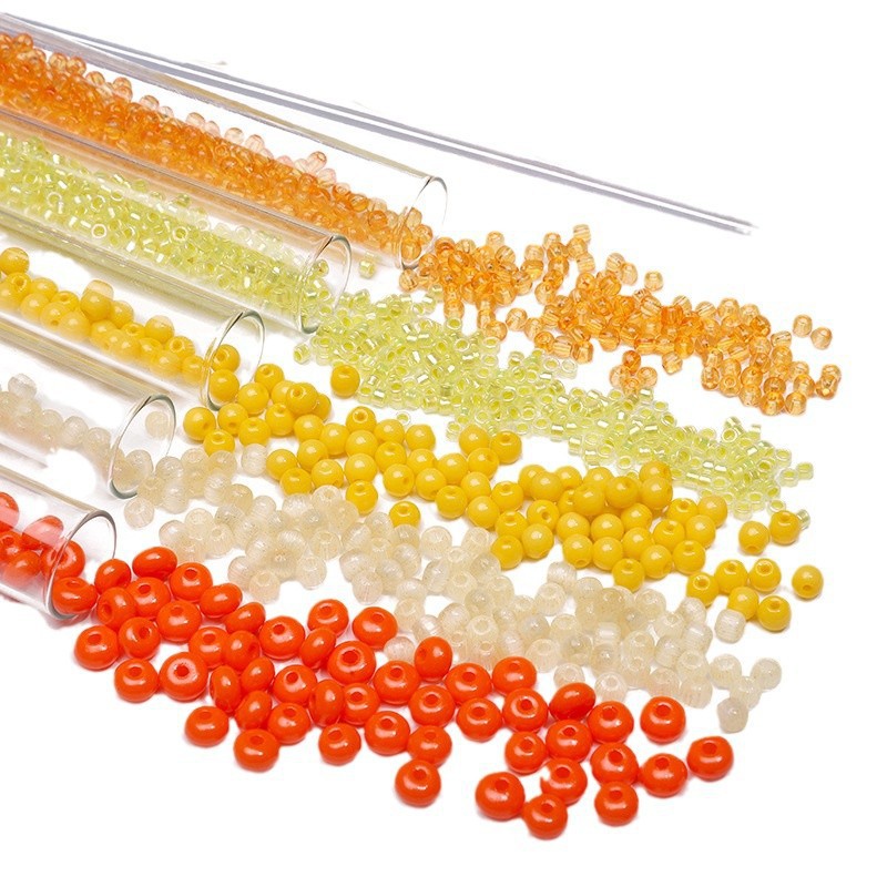 Orange orange glass rice beads loose beads handmade DIY braided bracelet ring material beaded jewelry accessories