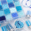 Blue glass beads round beads rice beads DIY semi-finished handmade beaded bracelets necklaces rings jewelry accessories