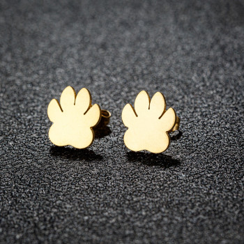 Stainless steel fashion jewelry ins cross-border simple cute bear paw animal footprint cat paw earrings mini ear jewelry