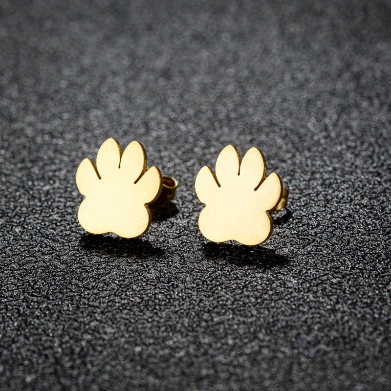 Stainless steel fashion jewelry ins cross-border simple cute bear paw animal footprint cat paw earrings mini ear jewelry
