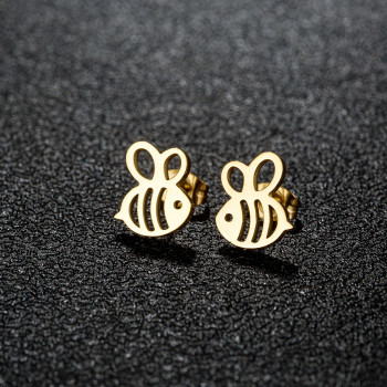 2025 Spring New Stainless Steel Cut Simple Cartoon Bee Earrings Cross-border E-commerce Accessories Spot Wholesale