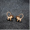 Simple and versatile glossy long tail cat earrings ins female cartoon cute stainless steel pet animal ear jewelry