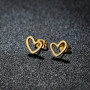 18K gold electroplated stainless steel geometric simple hollow love-shaped peach heart earrings for women light luxury earrings wholesale