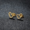 18K gold electroplated stainless steel geometric simple hollow love-shaped peach heart earrings for women light luxury earrings wholesale