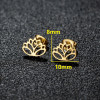 Japanese and Korean version of spring new stainless steel cut hollow lotus stamen earrings, fashionable and simple piercing earrings