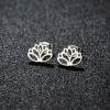 Japanese and Korean version of spring new stainless steel cut hollow lotus stamen earrings, fashionable and simple piercing earrings