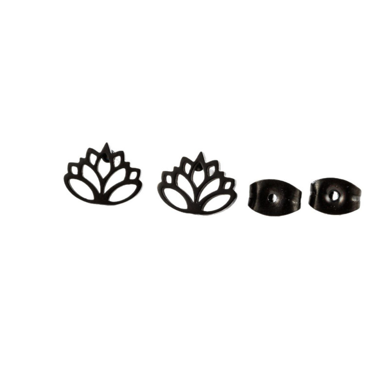 Japanese and Korean version of spring new stainless steel cut hollow lotus stamen earrings, fashionable and simple piercing earrings