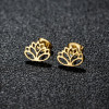 Japanese and Korean version of spring new stainless steel cut hollow lotus stamen earrings, fashionable and simple piercing earrings