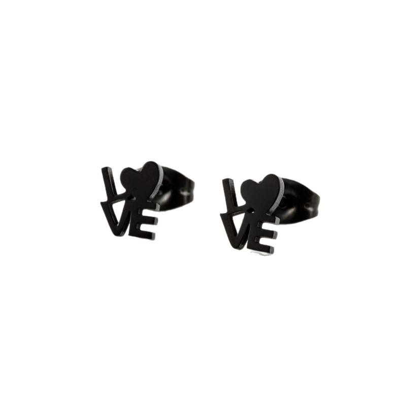 Stainless steel fashion love English monogram earrings for women Korean cute simple love personalized ear accessories