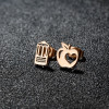 European and American fashion personality asymmetric pencil apple hollow love earrings ins girls stainless steel ear bone nails