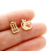 European and American fashion personality asymmetric pencil apple hollow love earrings ins girls stainless steel ear bone nails