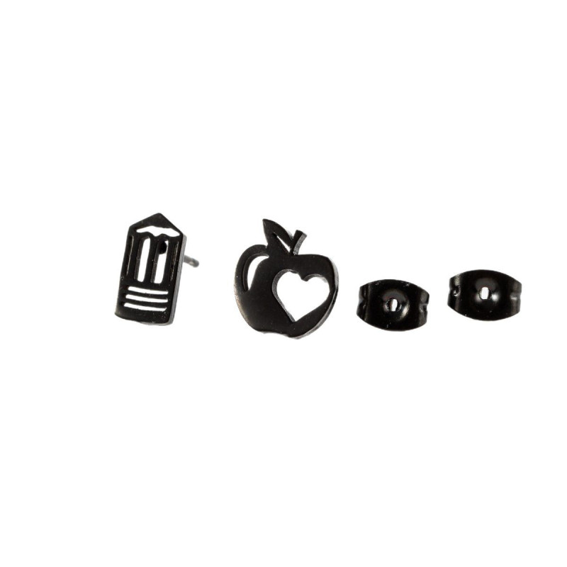 European and American fashion personality asymmetric pencil apple hollow love earrings ins girls stainless steel ear bone nails