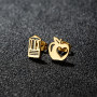 European and American fashion personality asymmetric pencil apple hollow love earrings ins girls stainless steel ear bone nails