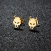 2024 new stainless steel wolf earrings for men and women foreign trade cross-border versatile sweet and cool style earrings factory direct sales