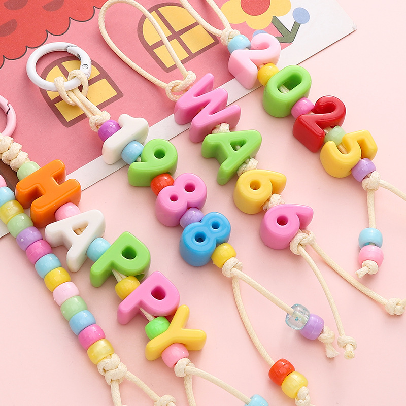 Acrylic large hole number letter beads accessories diy handmade bracelets mobile phone chain decoration materials